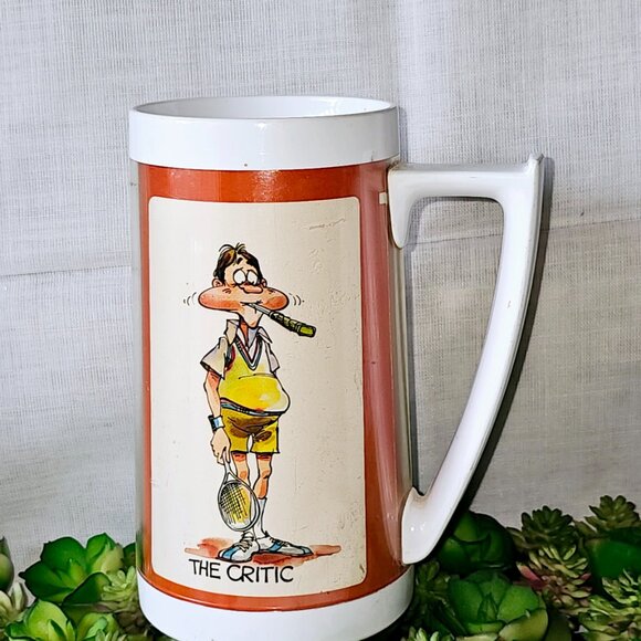 Vintage set 3 Thermo-Serv Mug 16 oz. Fun Fishing ; bowling ; badminton - Picture 7 of 15